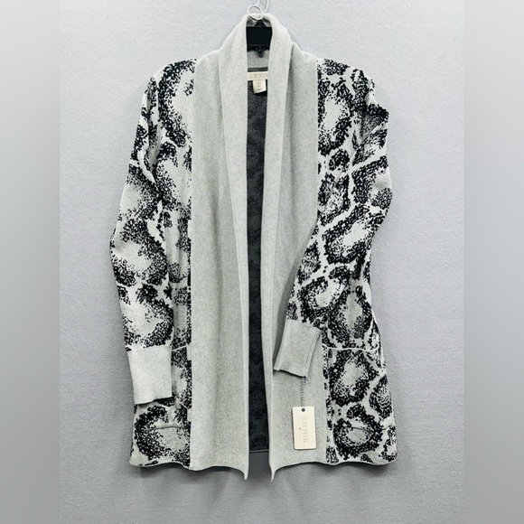 NWT Ruby Moon Sweater Women’s S Gray/Black Open Long Cardigan Shawl Collar - Picture 1 of 6